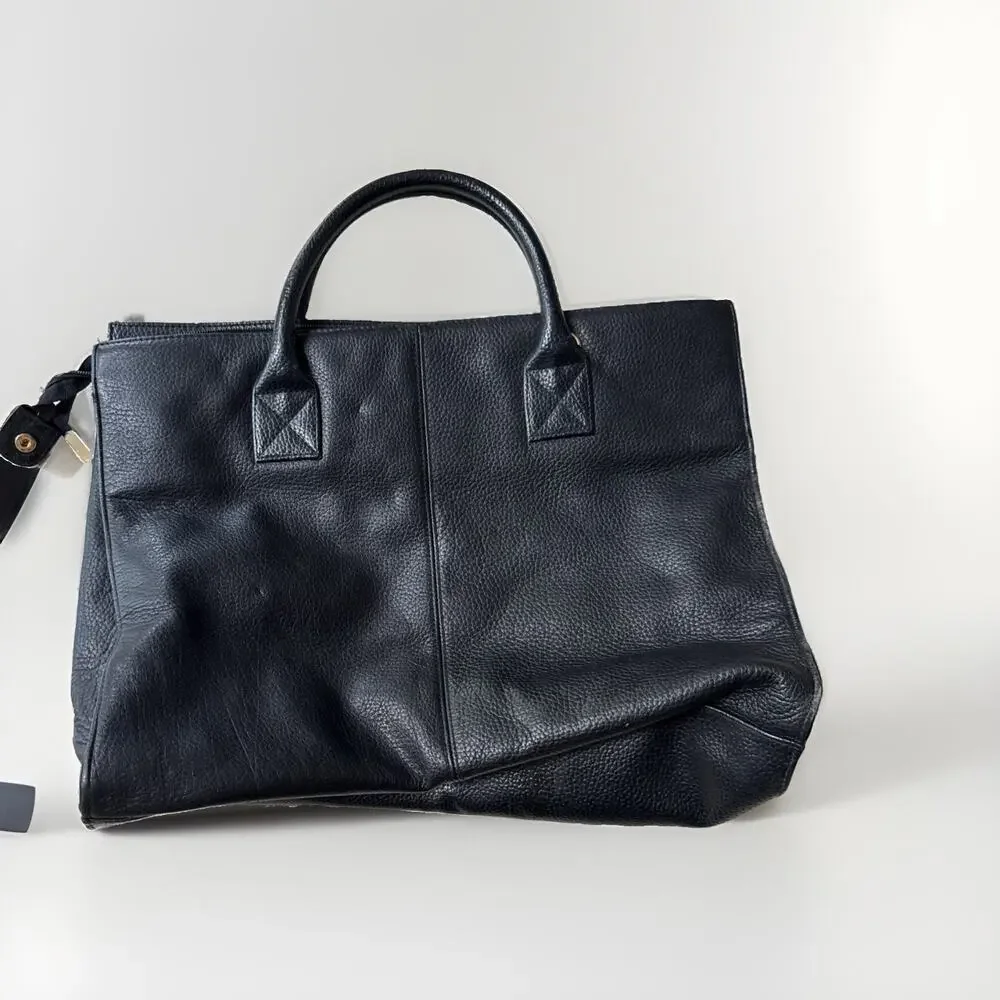 Valerie Stevens Organizer Black Leather Brief Case/Shoulder Bag/Laptop Bag